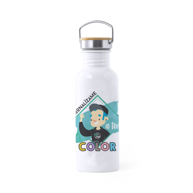 Bidón acero inx./bambú 750ml personalizado