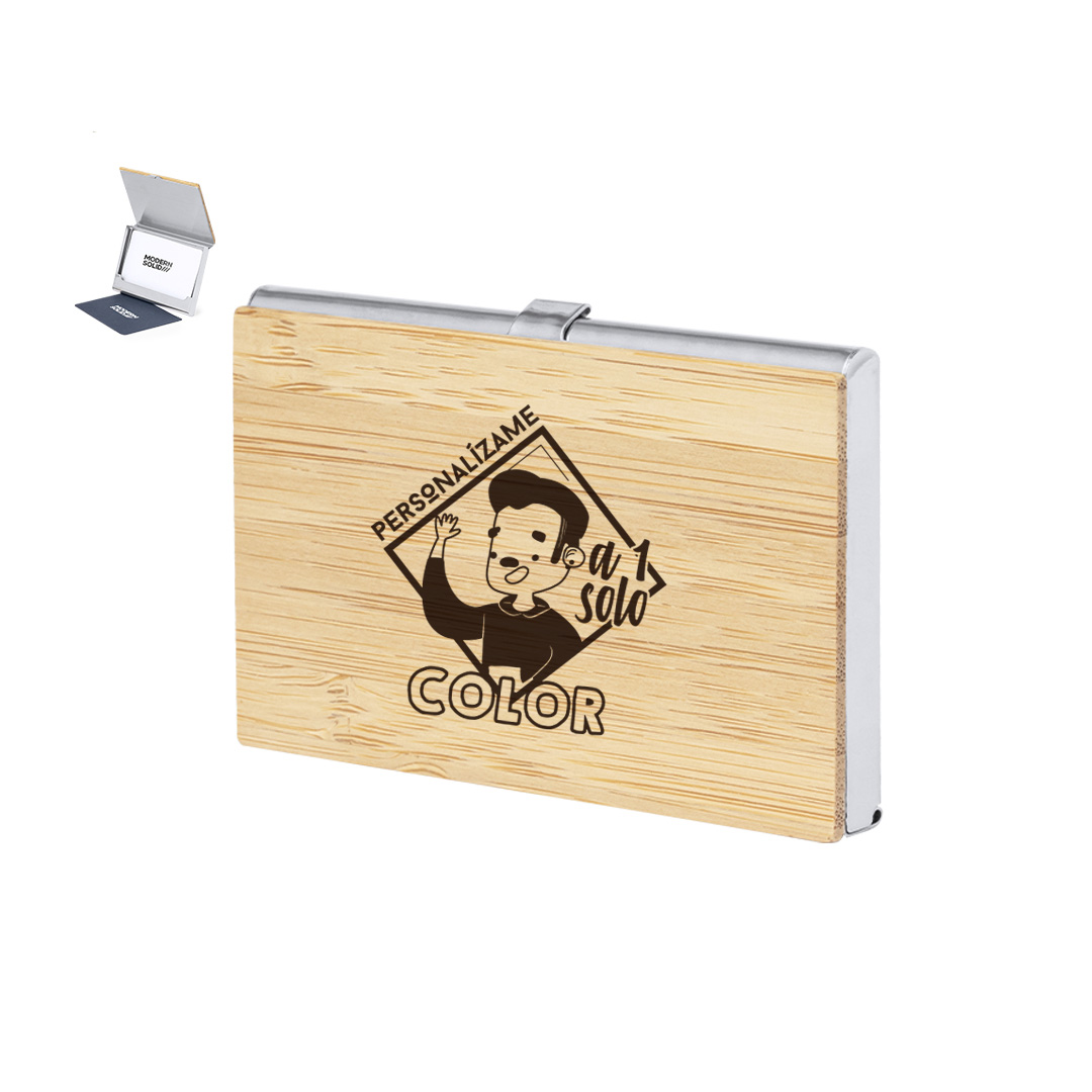 Tarjetero bambú personalizado