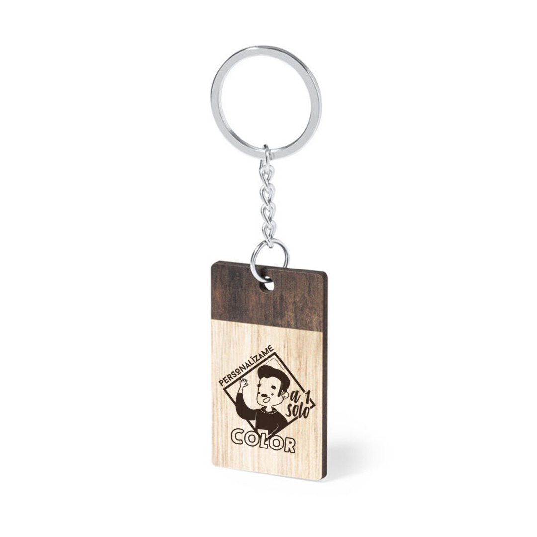 Llavero bicolor rect. personalizado