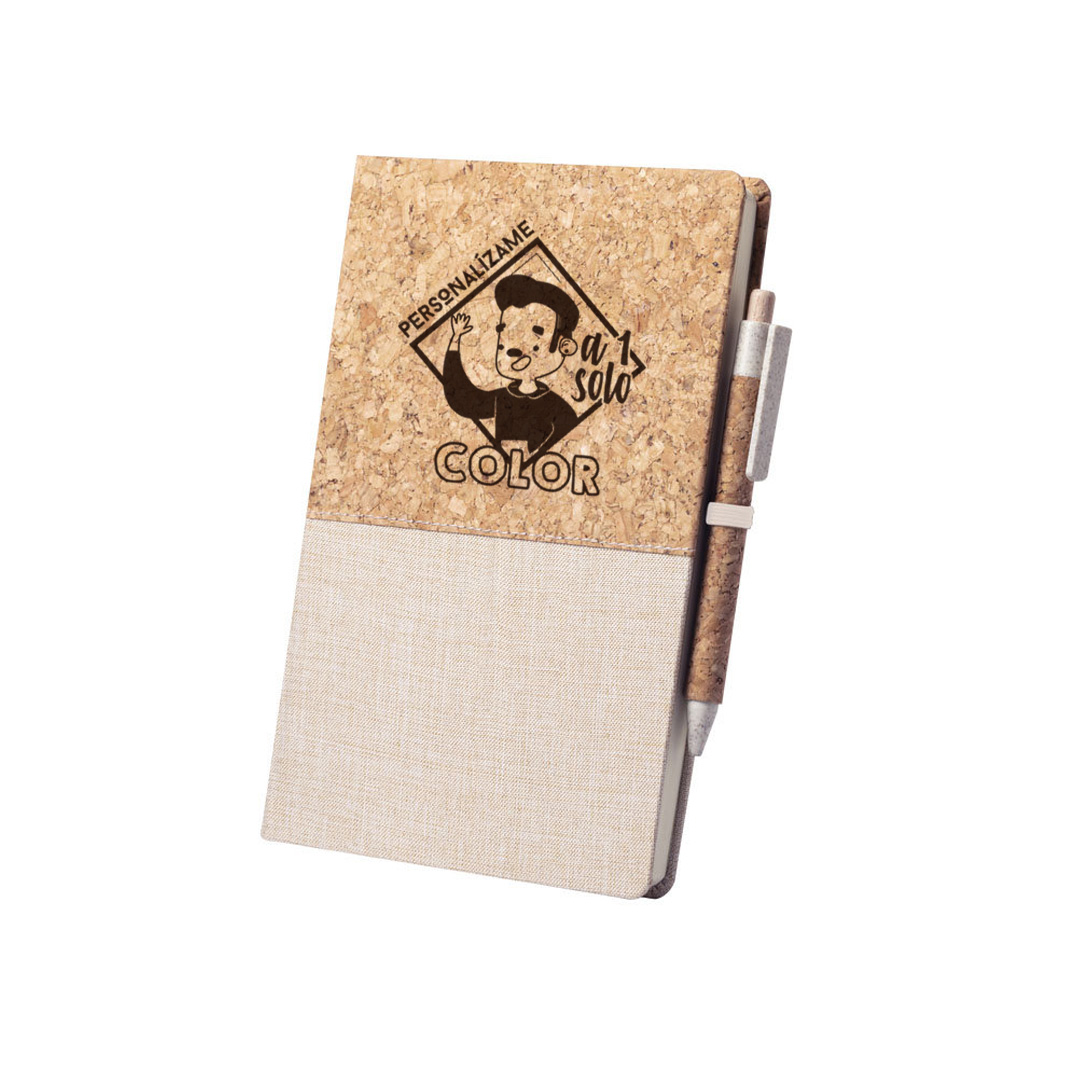 Bloc algodón/corcho con boli personalizado