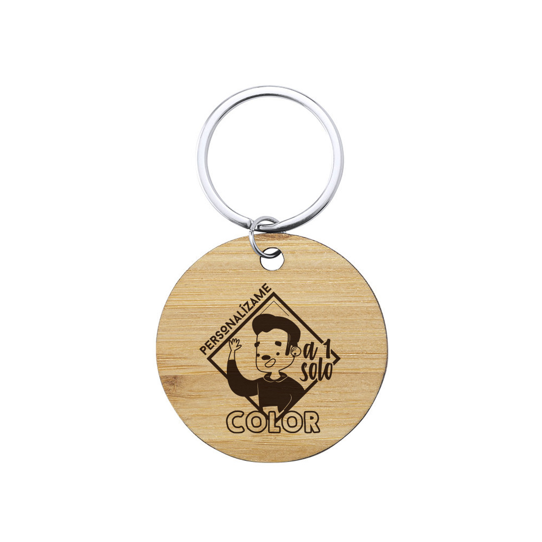 Llavero bambú redondo personalizado