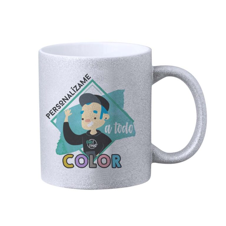 Taza cerámica purpurina personalizada