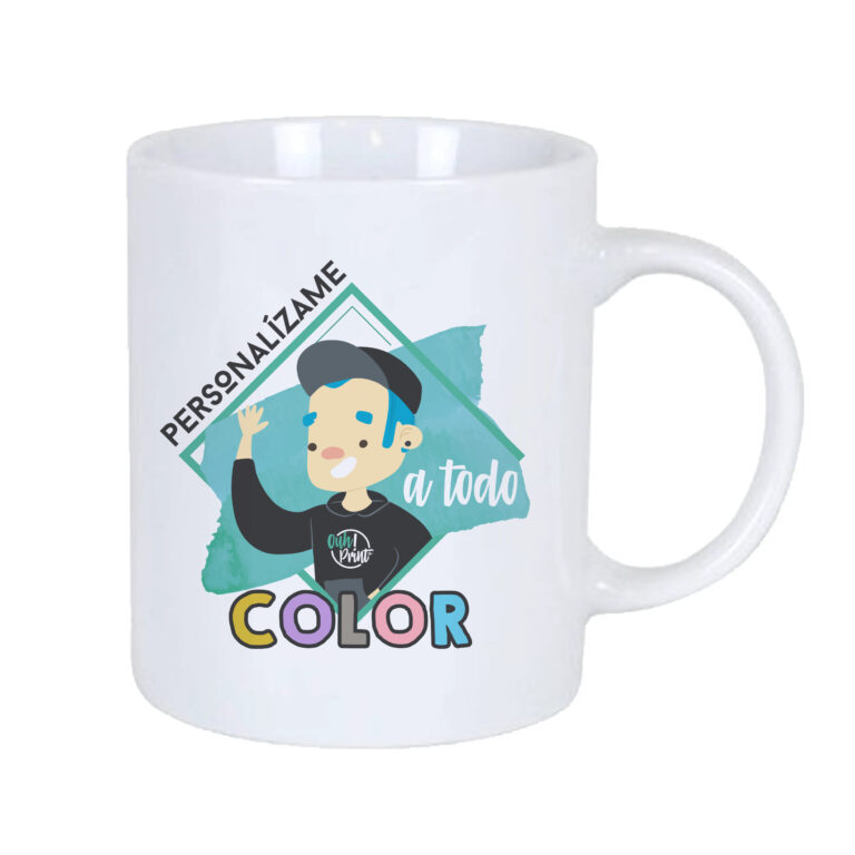 Taza cerámica blanca personalizada